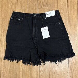 Glassons Black Distressed High Rise Jean Shorts - Size 12